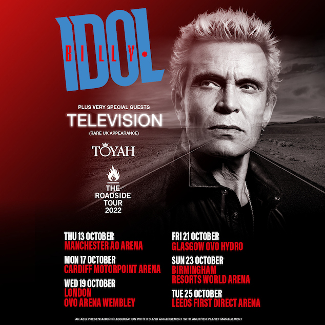 Poster Billy Idol, Killing Joke, Toyah 2022 Tour Poster Billy Idol, Killing Joke, Toyah 2022 Tour